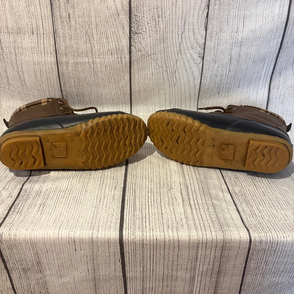 Women's Sporto Original Duck Boots Brown Leather Plaid Lined Lace Up Size 8‎